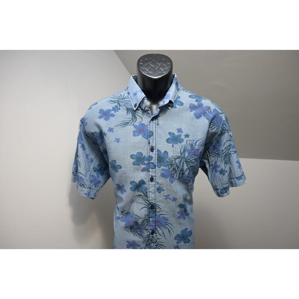Thomas Dean Dress Shirt Floral Short Sleeve Button Up‎ Mens Size Medium